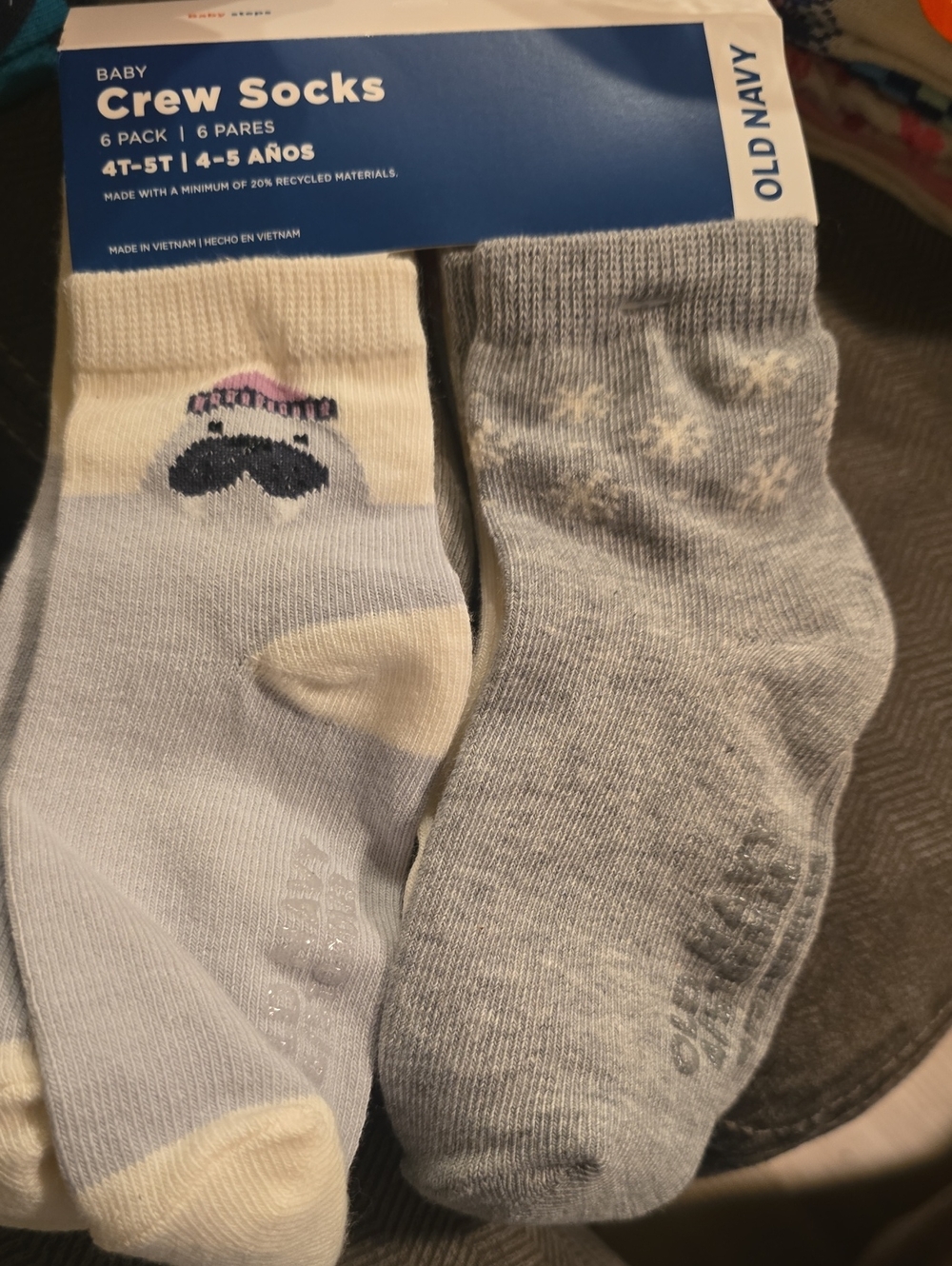 Old Navy Baby Crew Socks - Cream, Gray & Light Blue (6 Pack)